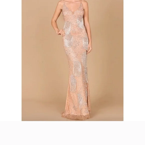 lara danika floral beaded sheath beaded dress with beaded fringe Short Beaded Fringe Dress main image 0